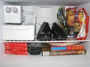 Shoes in freezer
